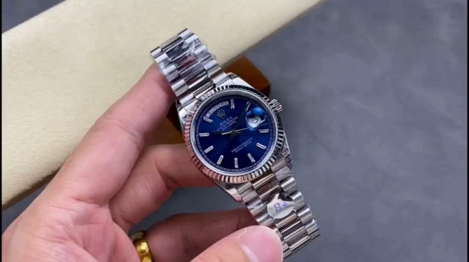 Replica Rolex Day Date White Gold 36 Blue Diamond Dial m128239 0069