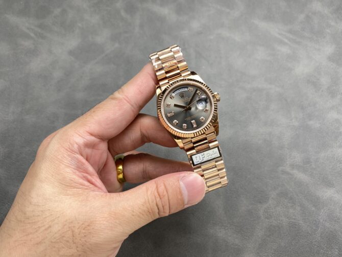 Replica Rolex Day Date Rose Gold Slate Diamond Dial President Bracelet M128235 0050