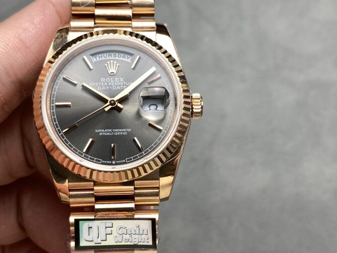 Replica Rolex Day Date Rose Gold Slate Diamond Dial President Bracelet M128235 0050