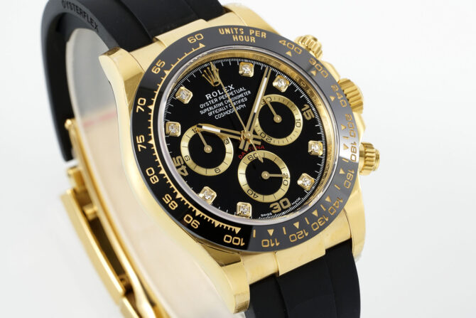 Rolex Daytona 116518LN Yellow Gold Black Diamond Dial 40mm Mens Replica Watch