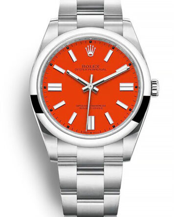 Replica Rolex Oyster Perpetual Lady 41mm Coral Red Dial 124300