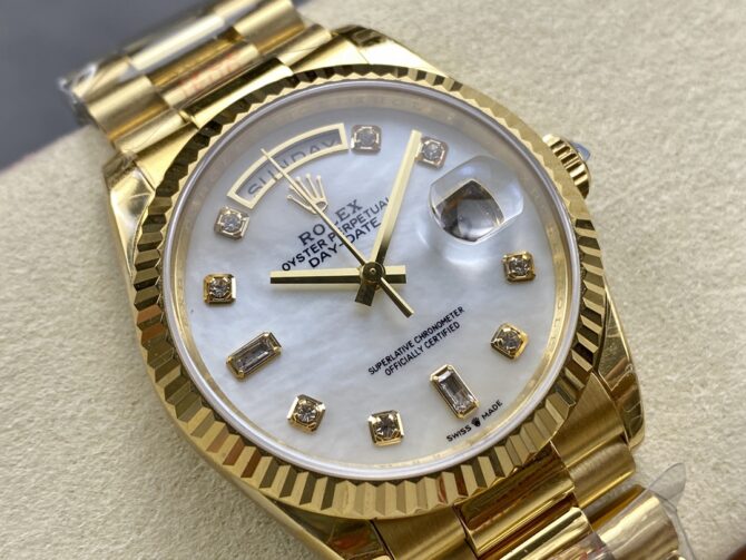 Replica Rolex Day Date 36mm Yellow Gold 128238 0011 MOP Diamond