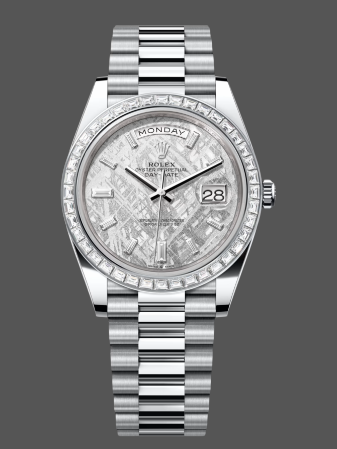 Replica Rolex Day-Date 40 Platinum Meteorite Diamond Dial M228396TBR 0027 Men's Watch