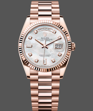 Replica Rolex Day-Date 128235 Everose Gold MOP Dial 36MM Unisex Watch