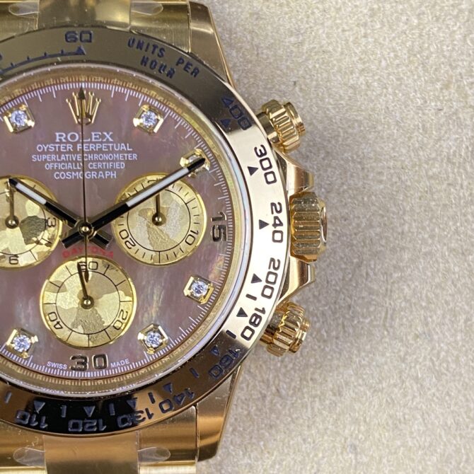 Rolex Daytona 116508 Yellow Gold Black Mother Of Pearl Dial 40MM Mens Replica Watch