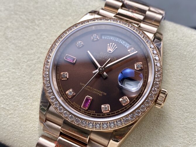 Replica Rolex Day-Date 118235 Rose Gold Chocolate Brown Dial 36mm Unisex Watch