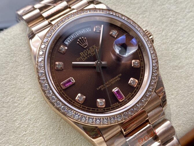 Replica Rolex Day-Date 118235 Rose Gold Chocolate Brown Dial 36mm Unisex Watch