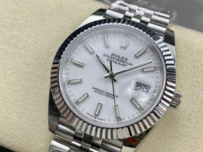 Rolex Datejust 41 Steel & White Gold White Dial Jubilee Bracelet M126334 0010 Men's Watch