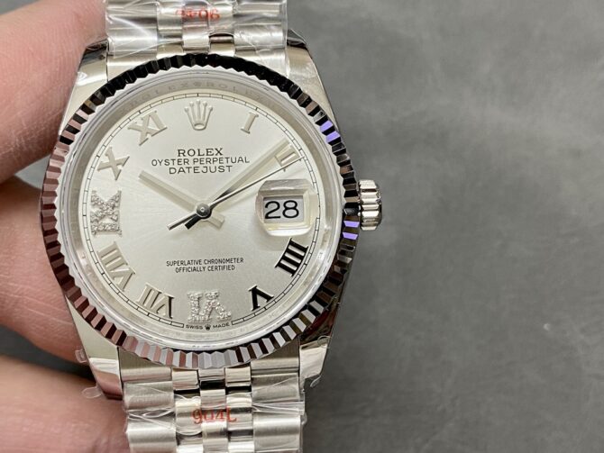 Rolex Datejust 126234 0029 Silver Diamond Roman Dial 36MM Women's Watch
