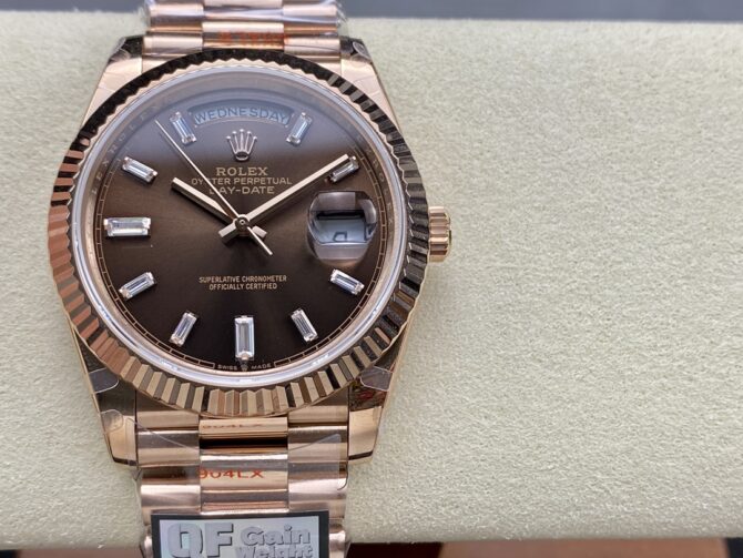 Replica Rolex Day Date 40 18kt Everose Gold Replica Rolex President Chocolate Dial m228235 0003
