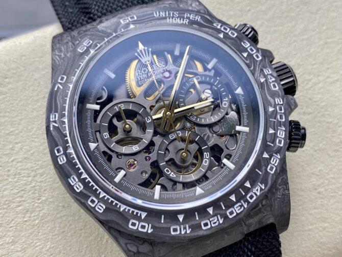 Rolex Daytona DIW Carbon Fiber Skeleton Black Replica Watch