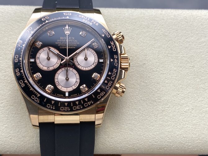 Rolex Daytona Everose Rubber 126515LN 0004 Black Dial Diamond Watch