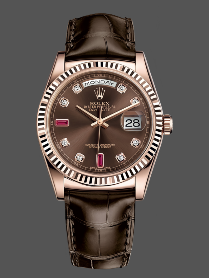 Replica Rolex Day Date 36 Everose Diamond Chocolate 118135 0020 Watch