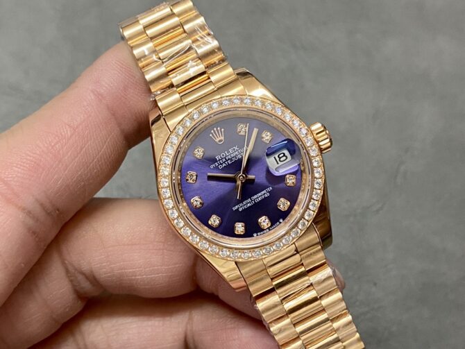 Rolex Datejust 28mm Everose Gold m279135rbr 0020 Aubergine Diamond President Women's Watch