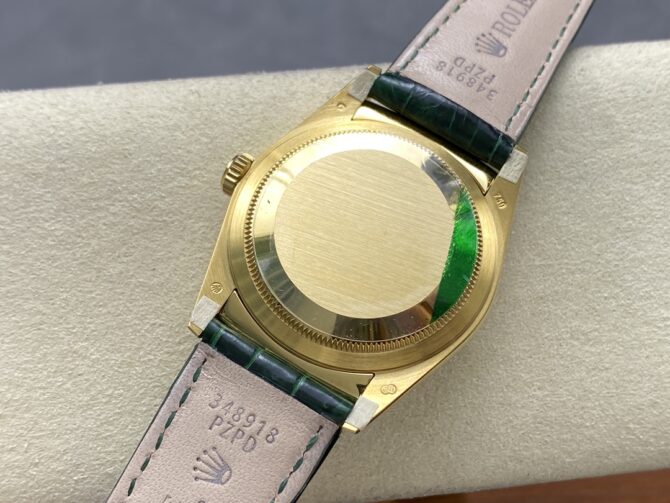 Replica Rolex Day Date 36 White Dial 118135 0123 Green Leather Watch