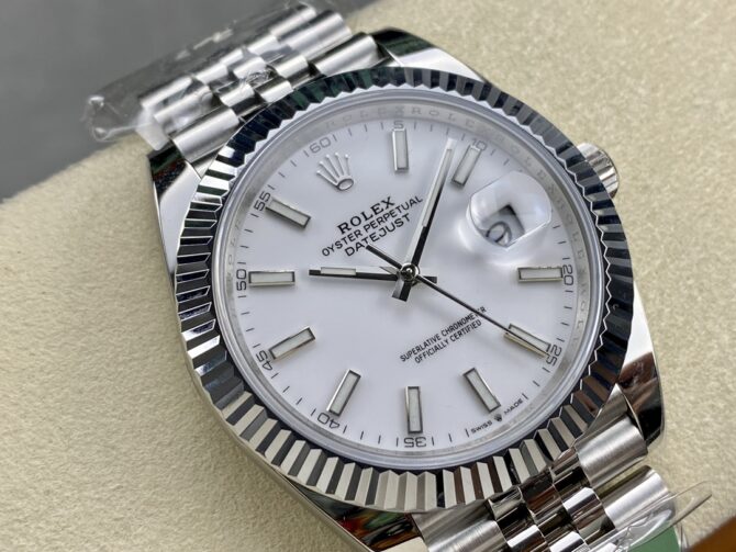 Rolex Datejust 41 Steel & White Gold White Dial Jubilee Bracelet M126334 0010 Men's Watch