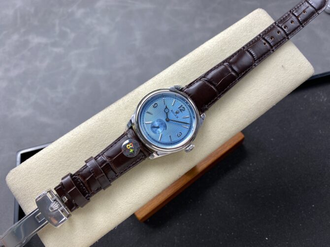Rolex 1908 52506 0002 Ice Blue Dial Brown Leather Strap 39 mm Replica Watch
