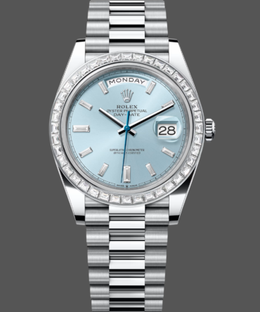 Replica Rolex Day-Date 228396TBR Ice Blue Diamond Dial Diamond Bezel 40mm Mens Watch
